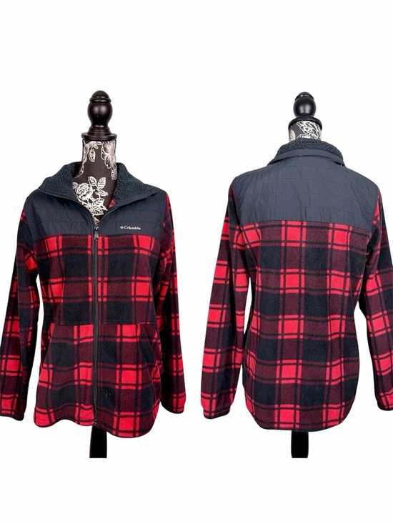 Columbia Jackets & Blazers - Columbia red/black buffalo plaid full zip sherpa jacket size medium